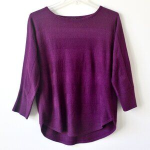 Design History Purple Long-Sleeve Striped Boat Neck Sweater Medium